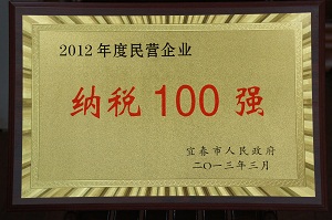 2012年度民營企業納稅100強